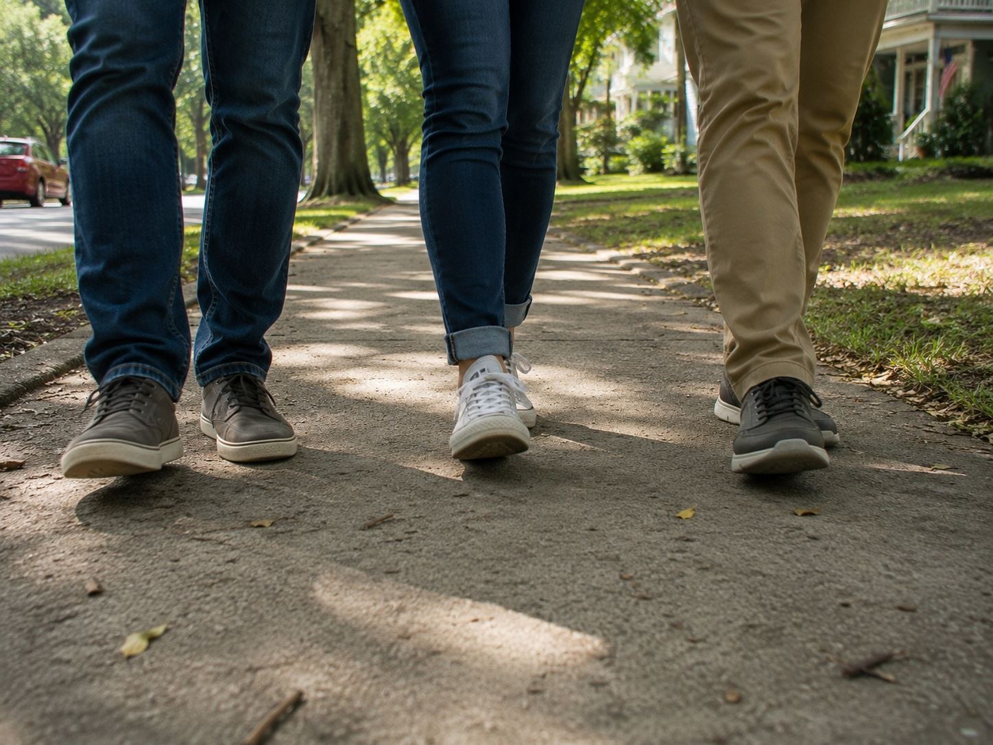 Hands clasped in prayer outdoors during a prayer walk